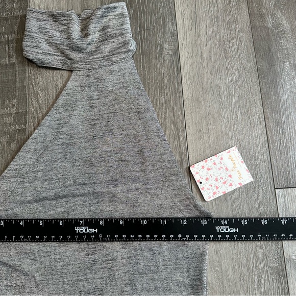 Free People Koda Grey Metallic Silver Cutaway Halter Turtleneck Tank Top Stretch - Picture 10 of 11